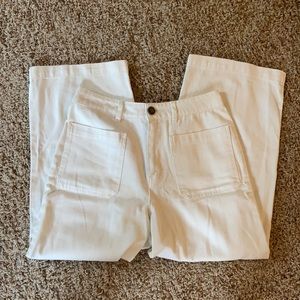 Wide Leg Cream Jeans